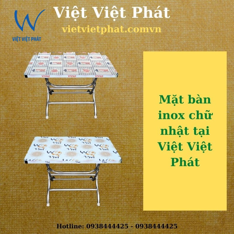 Mặt bàn inox chữ nhật tại Việt Việt Phát - Mặt bàn inox giá rẻ